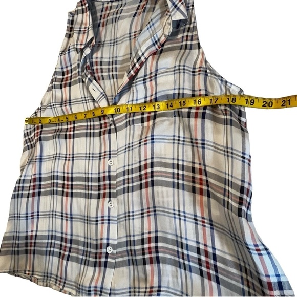 Equipment 100% Silk Mina Plaid sleeveless button down collared blouse white M - Picture 8 of 16